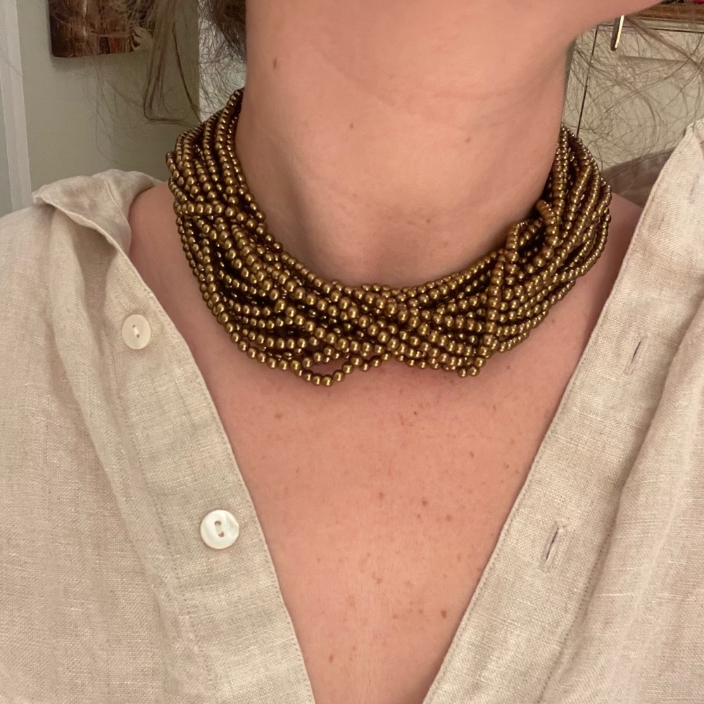 Vintage Multi-strand Carolee Gold Beaded Choker Necklace